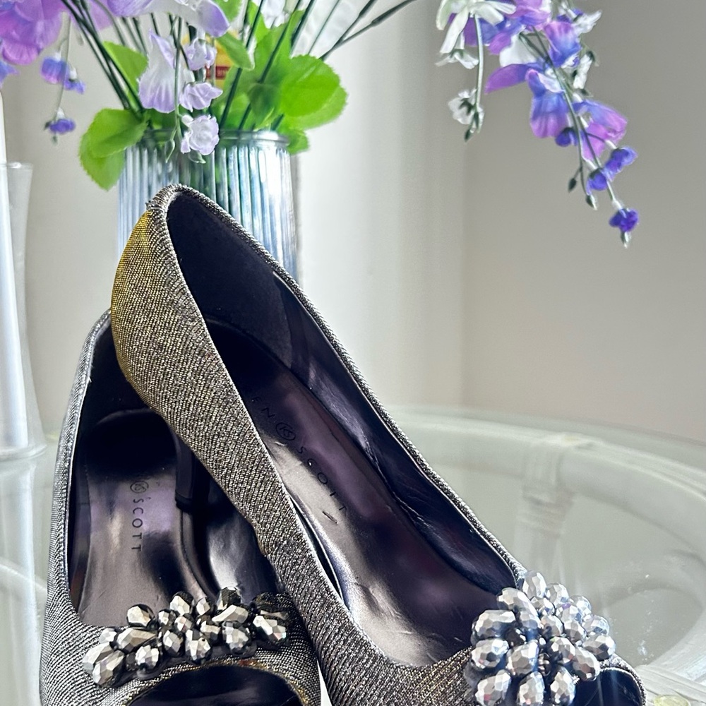 Anne Klein Gold Flats with Crystal Embellishments